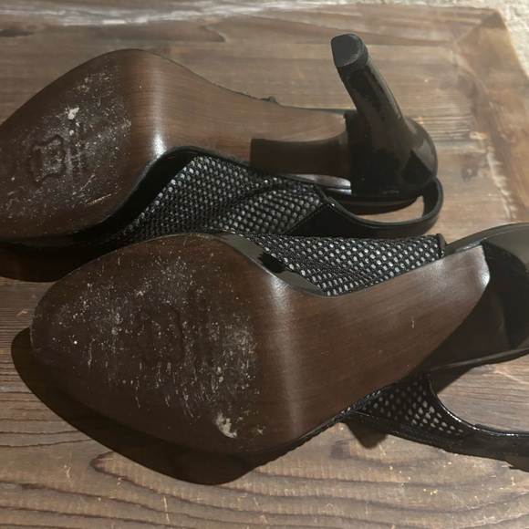 Stuart Weitzman Black 4 1/4” Peep Toe Heels Sz. 9 - Picture 4 of 4